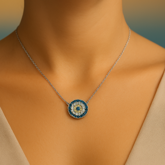 Aegis – Eye Charm Necklace in Silver