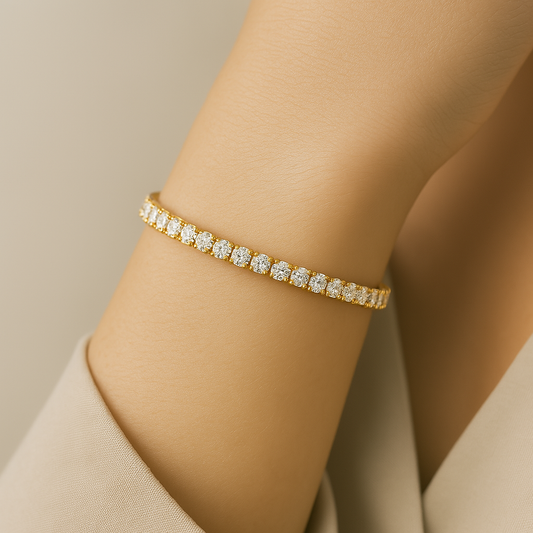 Aurielle – Gold Tennis Bracelet with Simulated Diamonds
