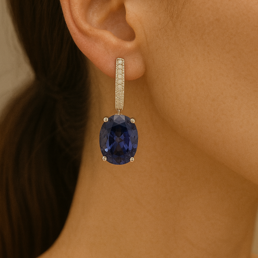 Lunaria – Oval Drop Earrings in Tanzanite & Silver