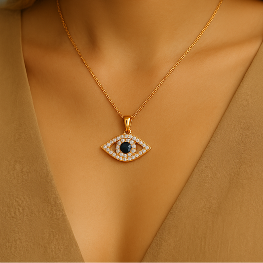 Lumière – Evil Eye Necklace in Blue & Rosegold