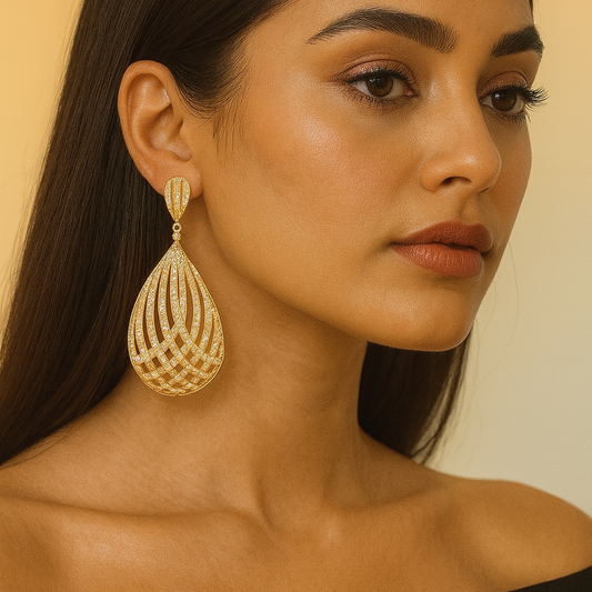 Aurum – Statement Teardrop Earrings in Gold