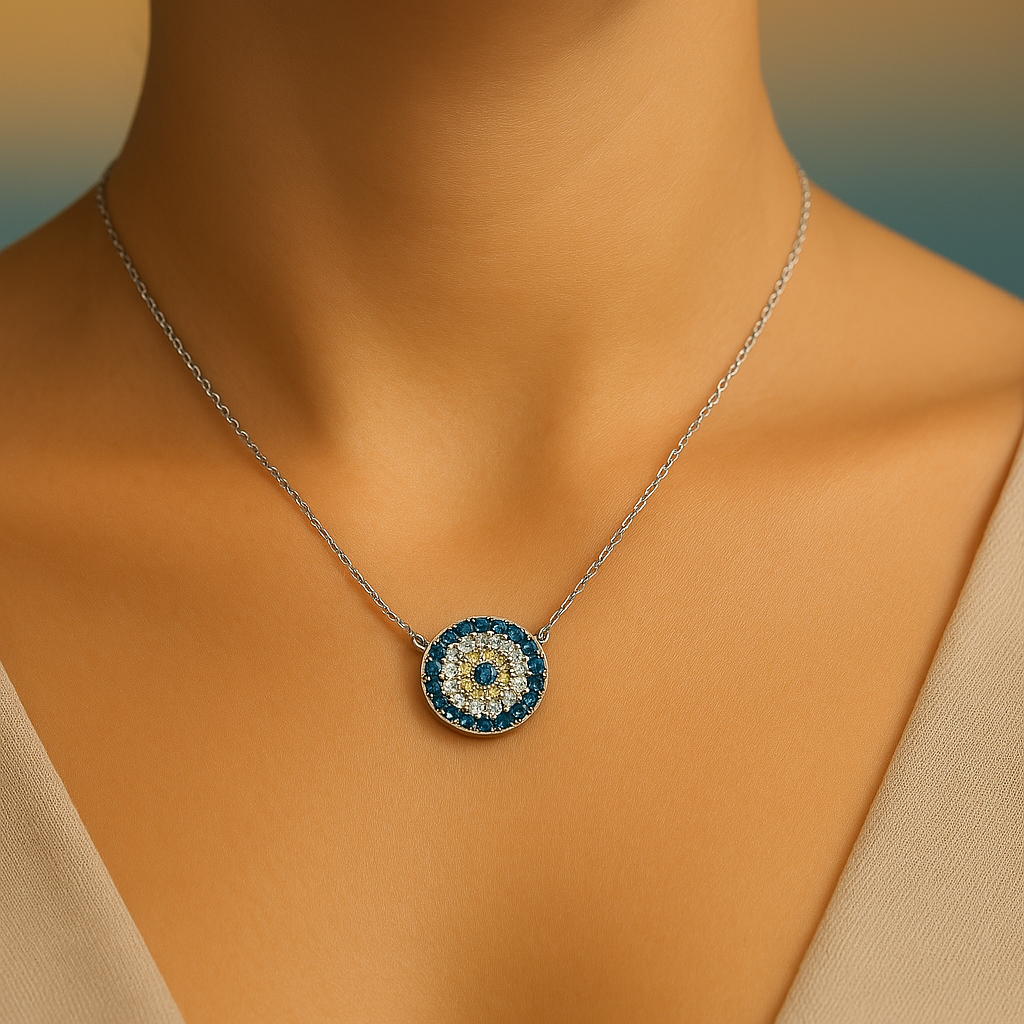 Aegis – Eye Charm Necklace in Silver