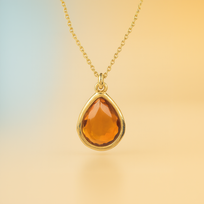 Amberline – Teardrop Necklace in Citrine Gold
