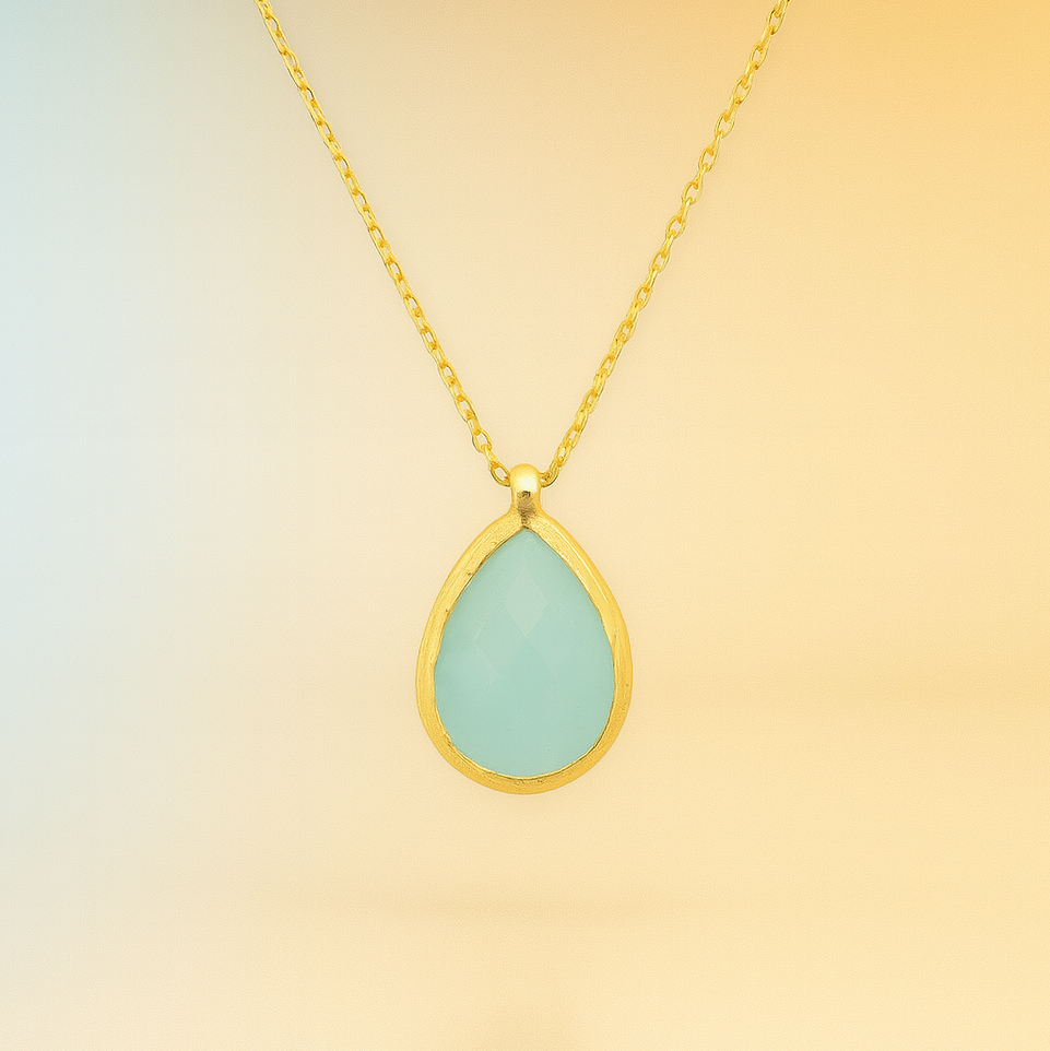 Aquarium - Petite Drop Necklace in Aqua Chalcedony