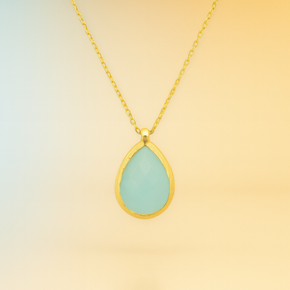 Aquarium - Petite Drop Necklace in Aqua Chalcedony