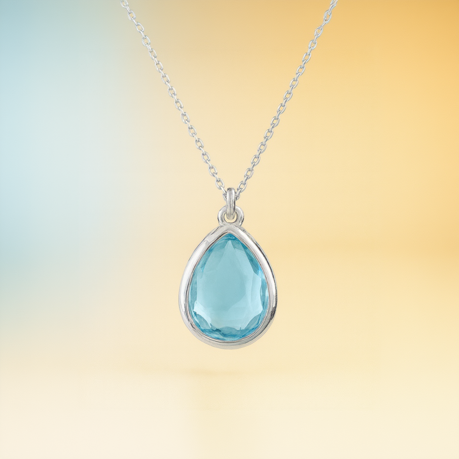 Azura – Mini Teardrop Necklace in Blue Topaz