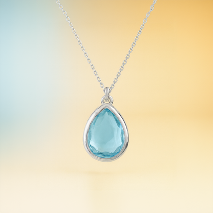 Azura – Mini Teardrop Necklace in Blue Topaz