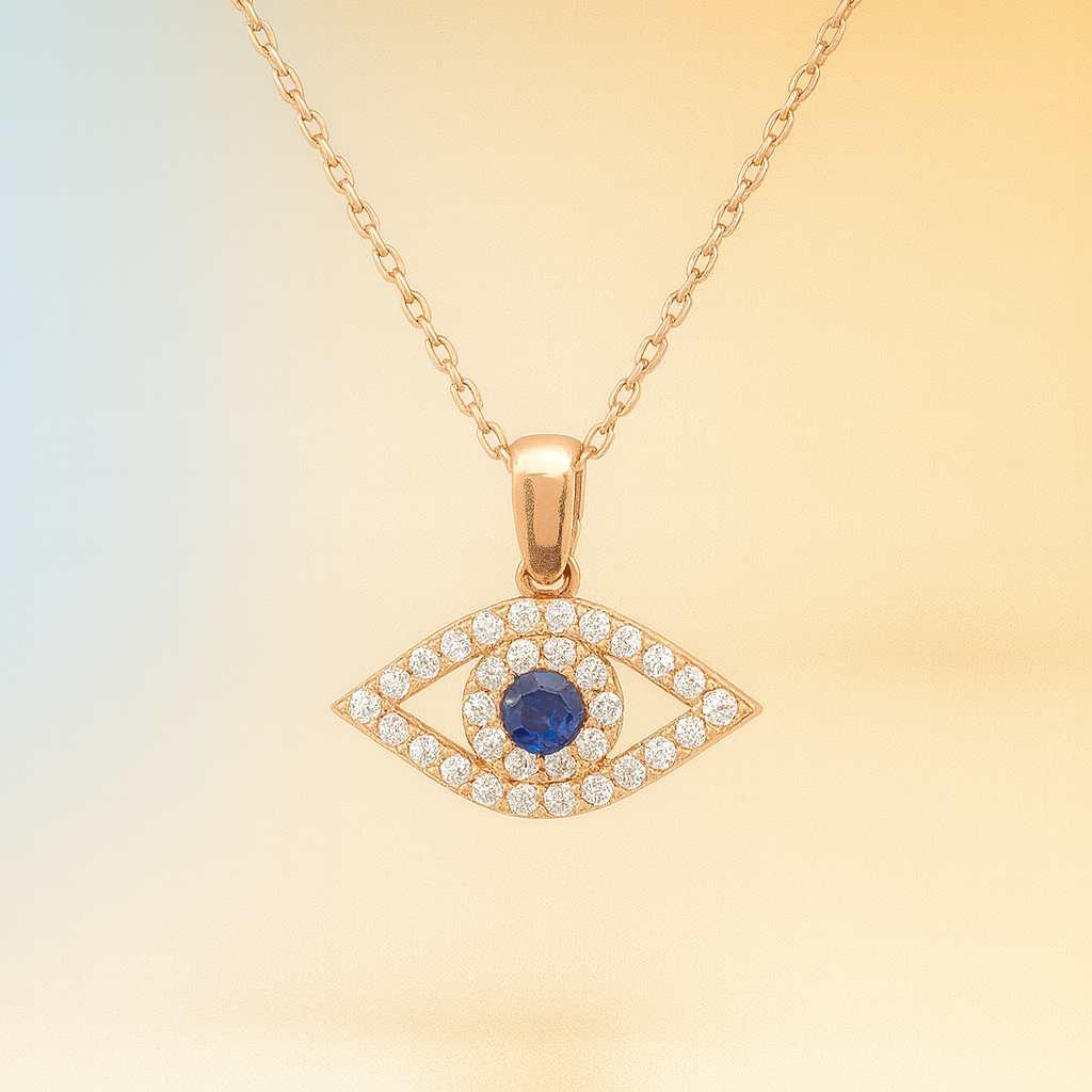 Lumière – Evil Eye Necklace in Blue & Rosegold