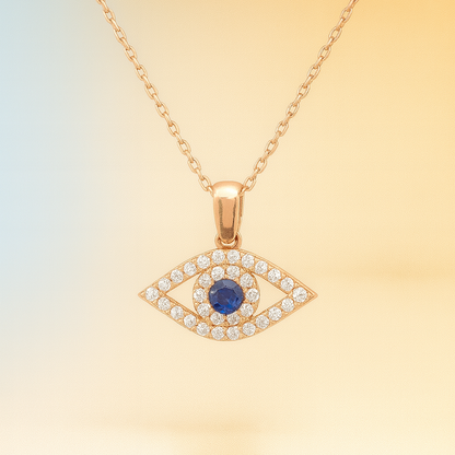 Lumière – Evil Eye Necklace in Blue & Rosegold