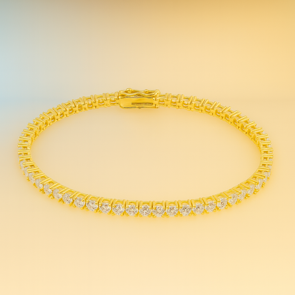Aurielle – Gold Tennis Bracelet with Simulated Diamonds