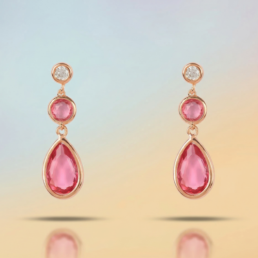 Aurore – Pink Tourmaline Drop Earrings in Rosegold