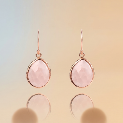 Juliette – Rose Quartz Petite Drop Earrings in Rosegold