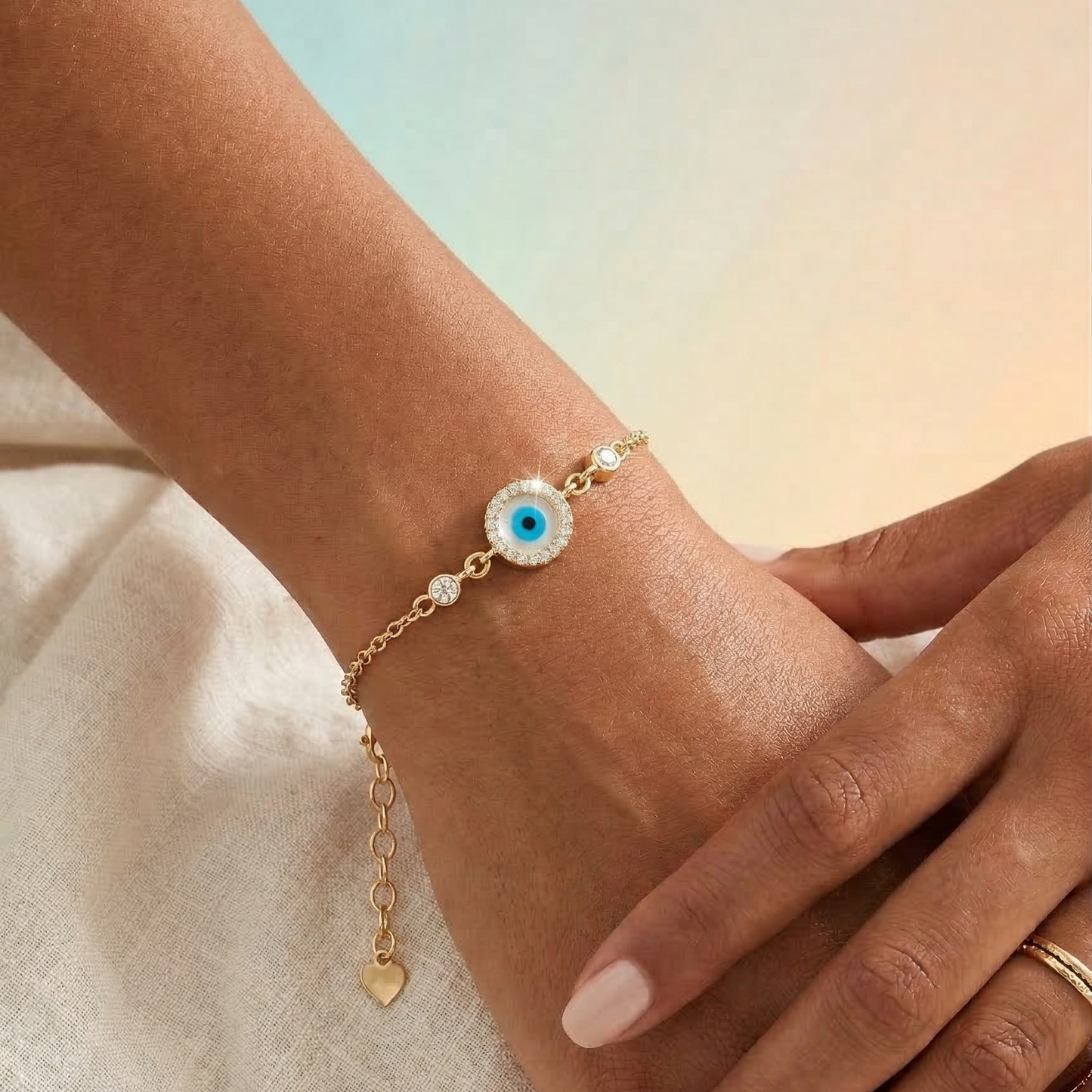 Olympe – Mother of Pearl Evil Eye Bracelet in Gold