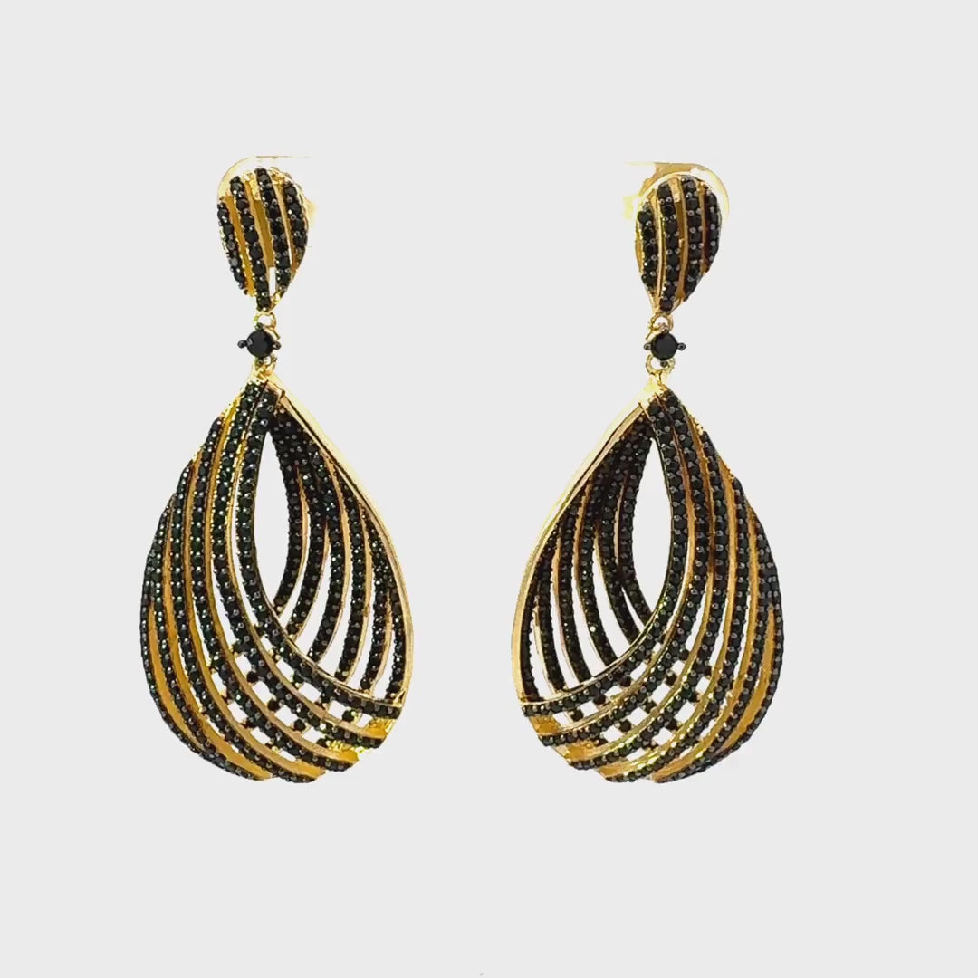 Vortex - Black Zircon Teardrop Earrings