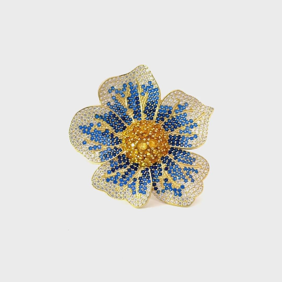 Néa – Blue Bloom Ring in Gold