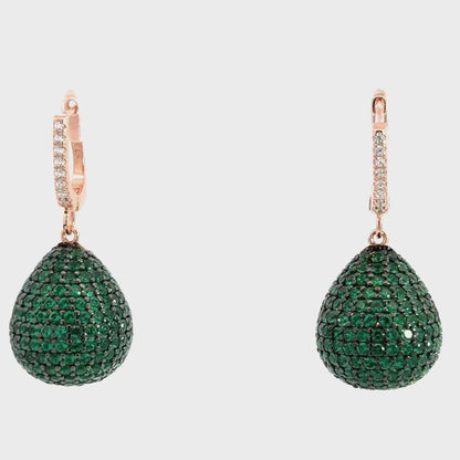 Émeraude – Orecchini a goccia verdi in Oro Rosa
