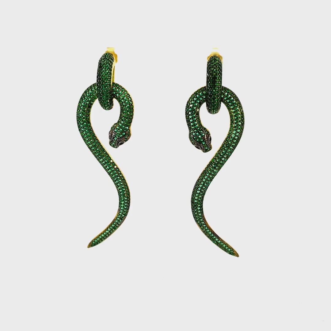 Anaconda – Snake Drop Earrings in Gold