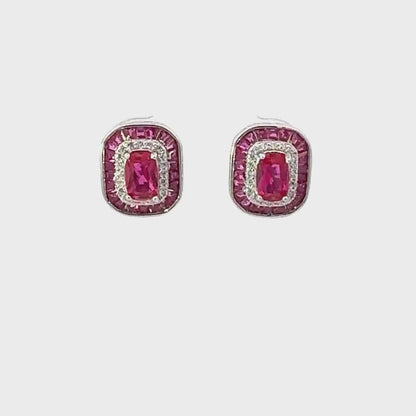 Garance – Ruby Stud Earrings in Silver