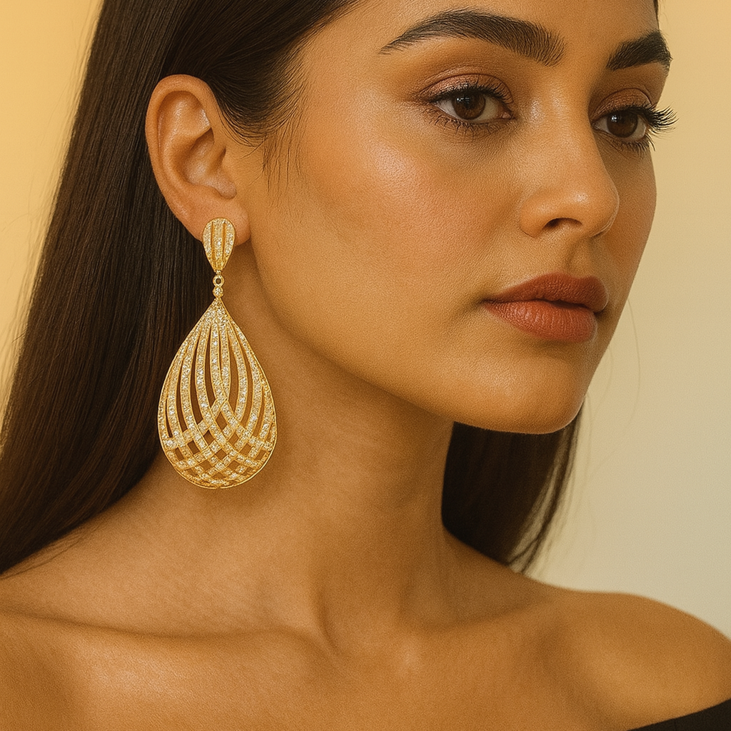 Aurum – Statement Teardrop Earrings in Gold
