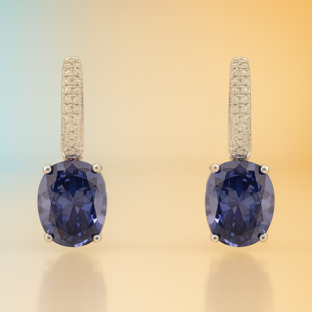 Lunaria – Oval Drop Earrings in Tanzanite & Silver