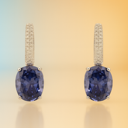 Lunaria – Oval Drop Earrings in Tanzanite & Silver