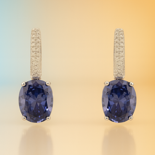 Lunaria – Oval Drop Earrings in Tanzanite & Silver