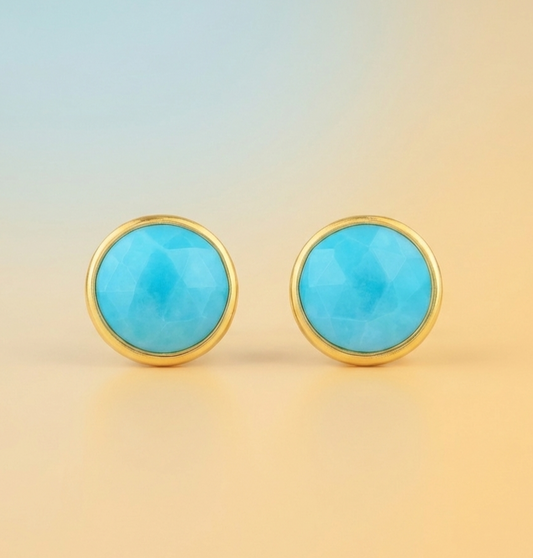 Aqua – Stud Earrings in Gold & Turquoise