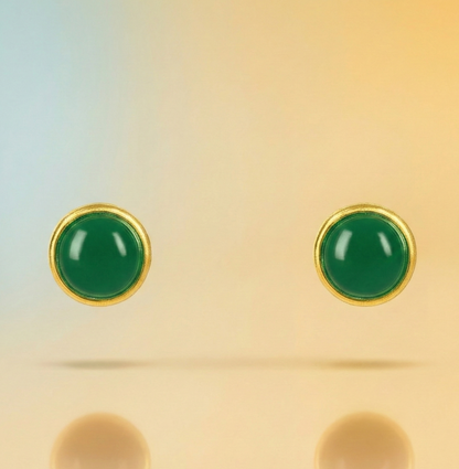 Sève – Orecchini a lobo piccoli in Onice Verde e Oro