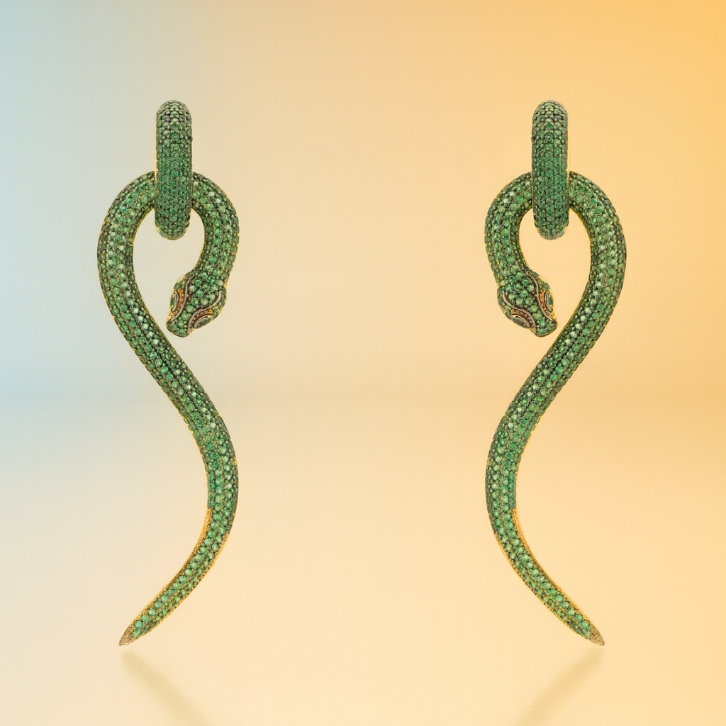 Anaconda – Snake Drop Earrings in Gold