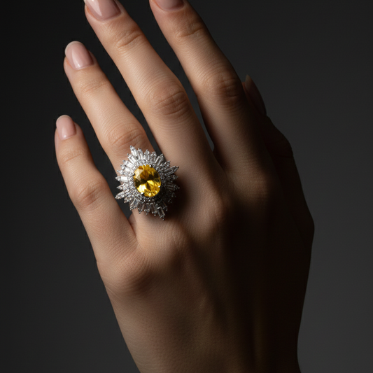 Solara – Yellow Topaz Cocktail Ring