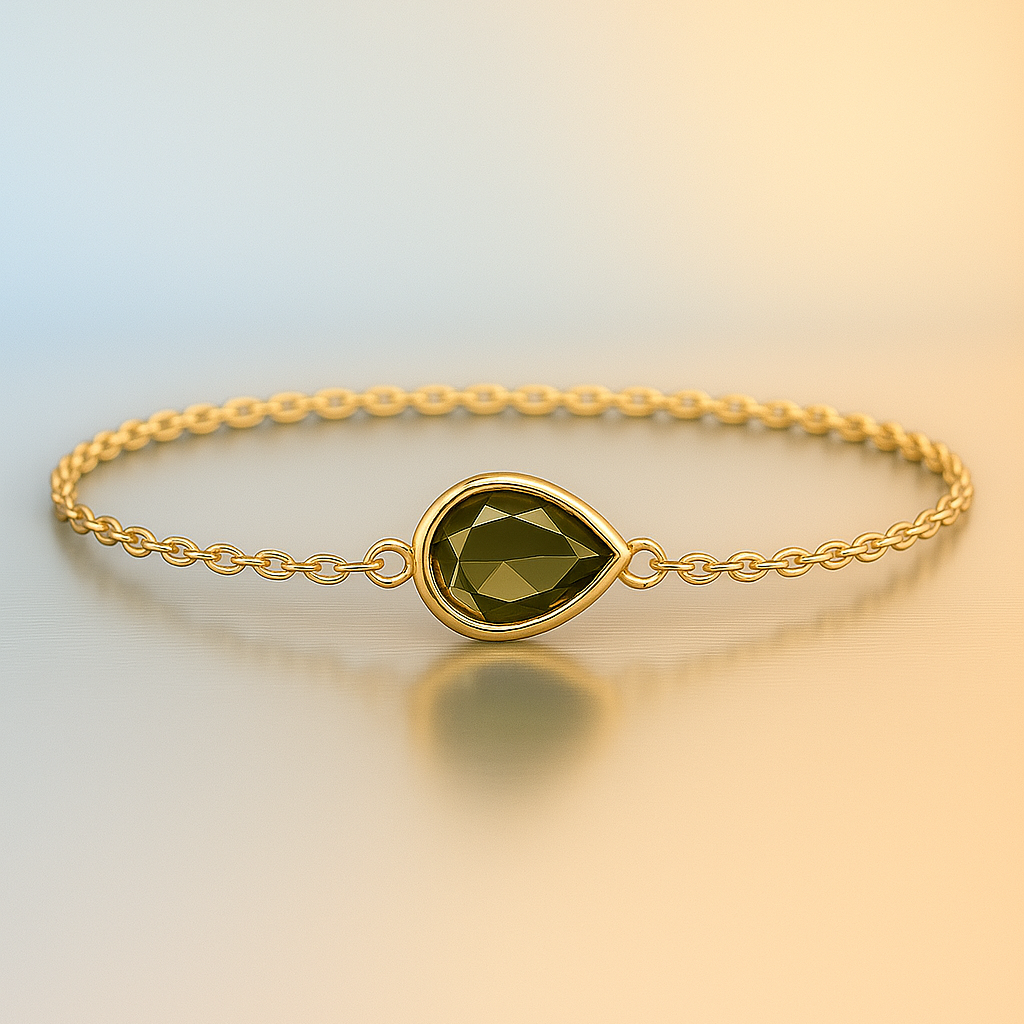 Riviera - Teardrop Bracelet Gold Peridot