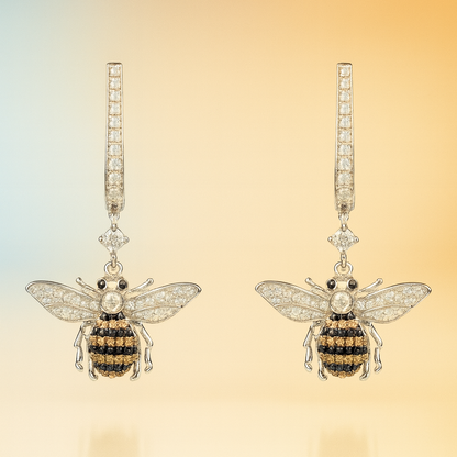 Mielle – Bee Drop Earrings in Silver