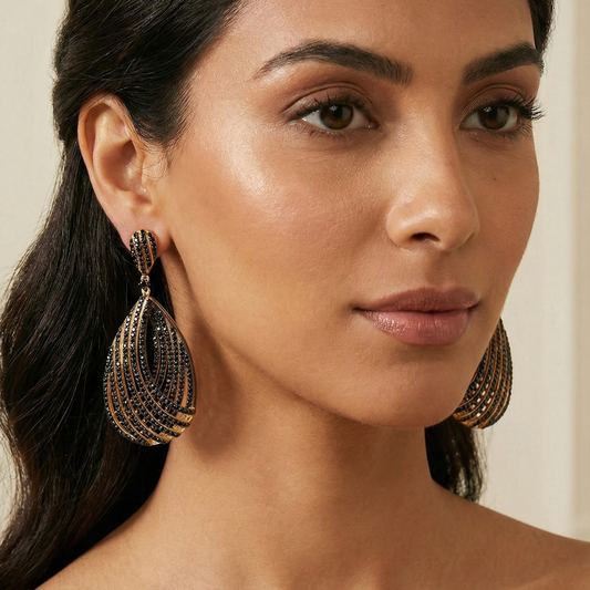 Vortex - Black Zircon Teardrop Earrings