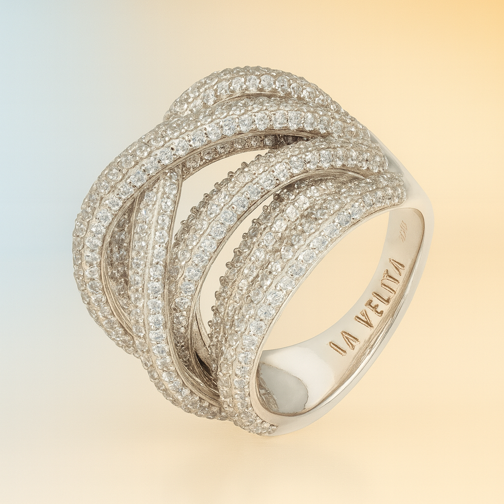 Maelis – Crossover Silver Ring in Cubic Zirconia