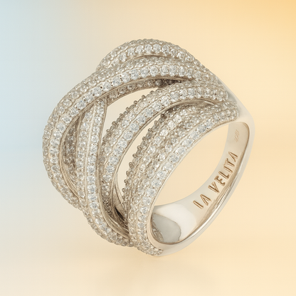 Maelis – Crossover Silver Ring in Cubic Zirconia