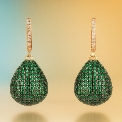 Émeraude – Orecchini a goccia verdi in Oro Rosa