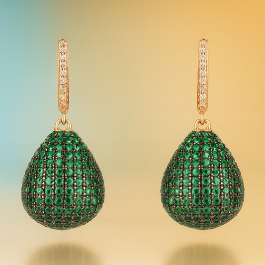 Émeraude – Green Drop Earrings in Rosegold